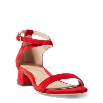 Ralph Lauren Betha Suede Sandal Tomato Red