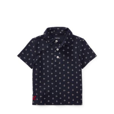 Ralph Lauren Anchor-print Cotton Mesh Polo Hunter Navy 12m