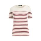 Ralph Lauren Striped Button-trim Sweater Cream/rich Cranberry Sp