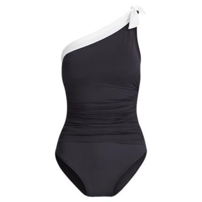 Ralph Lauren Slimming One-shoulder Suit Black/white