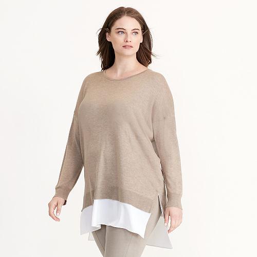 Ralph Lauren Lauren Woman Layered Long-sleeve Sweater Hayfield Heather