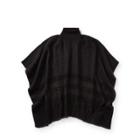 Ralph Lauren Brushed Saddle-stripe Poncho Charcoal/black
