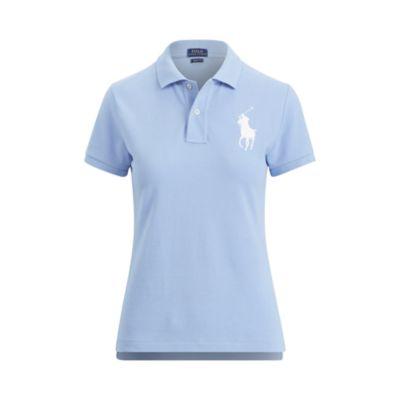 Ralph Lauren Skinny Fit Mesh Polo Shirt Dress Shirt Blue