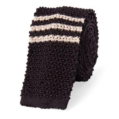 Ralph Lauren Striped Knit Silk Tie Black/off White