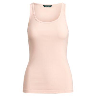 Ralph Lauren Ribbed Stretch Cotton Tank Top Pale Rose