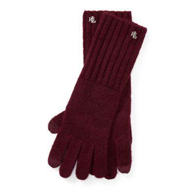 Ralph Lauren Lrl Monogram Gloves Wine