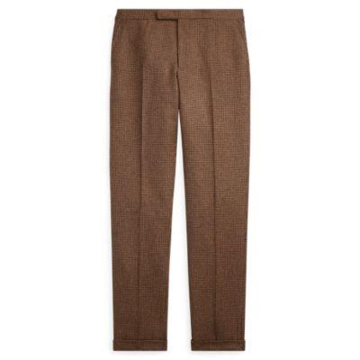 Ralph Lauren Polo Houndstooth Suit Trouser Brown And Tan