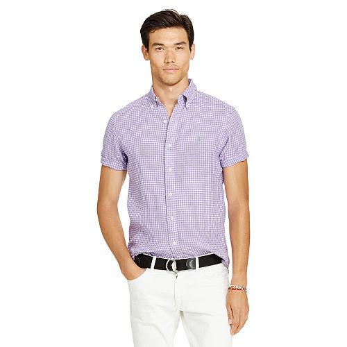 Polo Ralph Lauren Checked Linen Sport Shirt Purple/white
