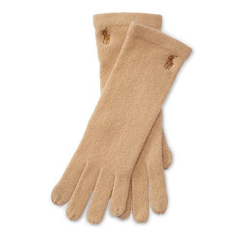 Polo Ralph Lauren Cashmere Touch Screen Gloves Camel Melange