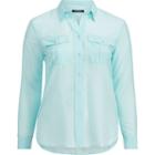 Ralph Lauren Lauren Woman Cotton-silk Shirt Light Aquamarine