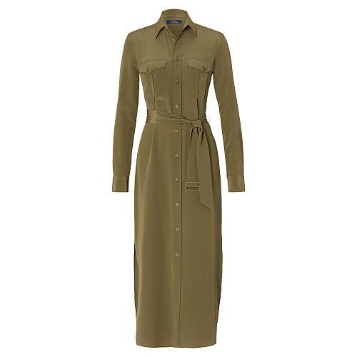 Polo Ralph Lauren Silk Crepe Shirtdress New Olive