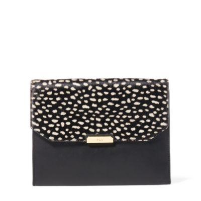 Ralph Lauren Haircalf Amery Shoulder Bag Black/b/w Spots