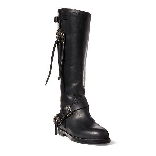Ralph Lauren Makala Washed Vachetta Boot Black