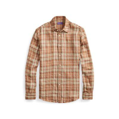 Ralph Lauren Plaid Linen Twill Shirt Brown Mu