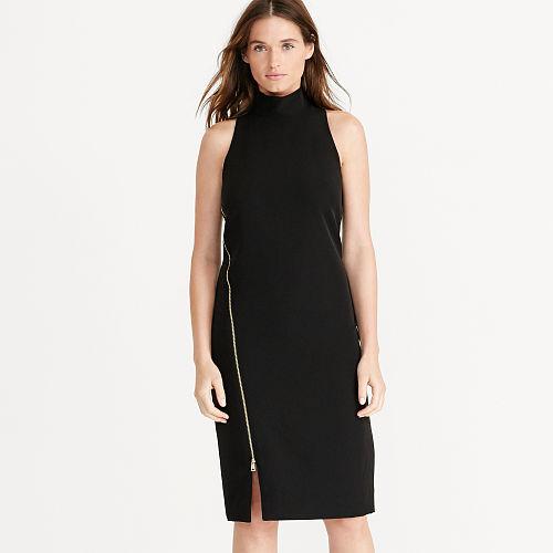 Ralph Lauren Lauren Crepe Zip-front Dress Black