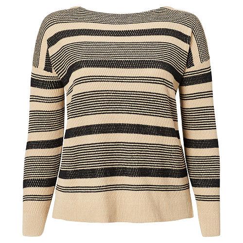 Ralph Lauren Lauren Woman Striped Linen-cotton Sweater Tan/polo Black