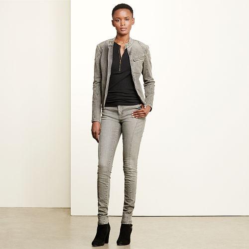 Ralph Lauren Lauren Stretch Skinny Moto Jean Concrete Wash