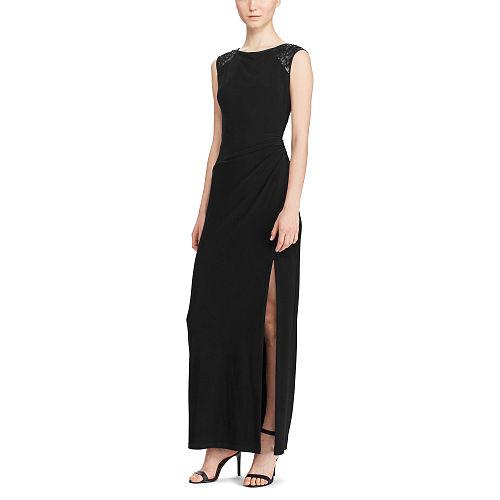 Ralph Lauren Lauren Sequined V-back Gown Black