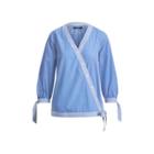 Ralph Lauren Striped Satin Wrap Top Blue Multi
