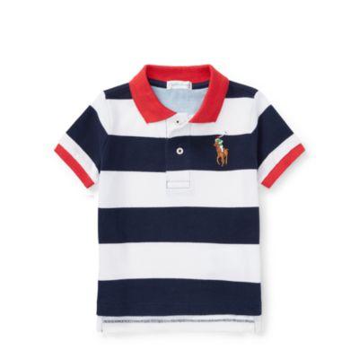 Ralph Lauren Striped Cotton Mesh Polo Shirt Newport Navy 3m