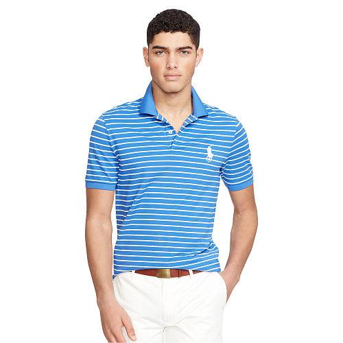 Ralph Lauren Polo Golf Custom-fit Striped Polo Diplomat Blue/white