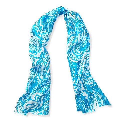 Ralph Lauren Lauren Talia Paisley Silk Scarf Classic Cyan
