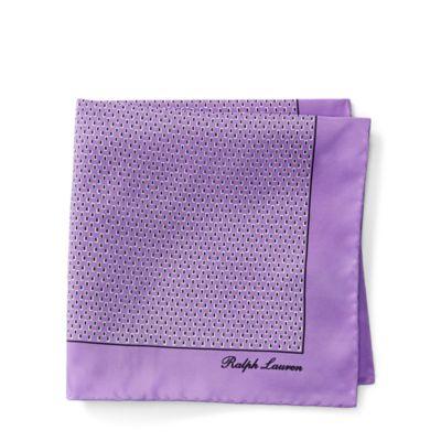 Ralph Lauren Print Silk Pocket Square Orchid