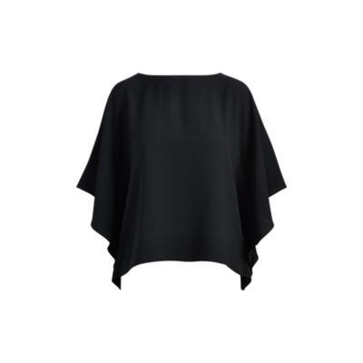Ralph Lauren Georgette Poncho Top Polo Black