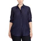 Ralph Lauren Lauren Woman Cotton-silk Button-down Shirt
