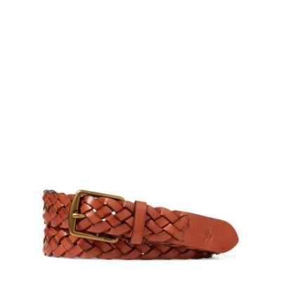 Ralph Lauren Braided Leather Belt Tan