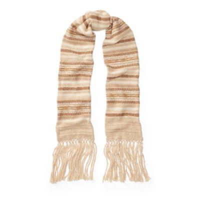 Ralph Lauren Striped Fair Isle Scarf Camel Tonal