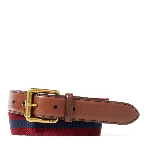 Polo Ralph Lauren Striped Webbed Cotton Belt Deep Wine/newport Navy