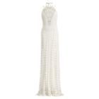 Ralph Lauren Crocheted Silk Halter Gown White