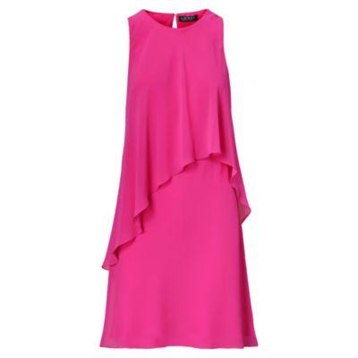 Ralph Lauren Georgette Overlay Shift Dress Tropic Pink 4p