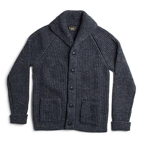 Ralph Lauren Rrl Cotton-blend Shawl Cardigan Midnight Blue