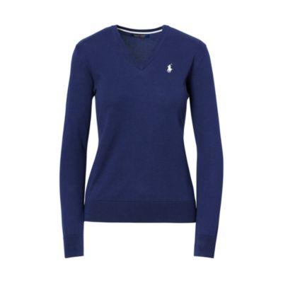 Ralph Lauren Cotton V-neck Sweater French Navy