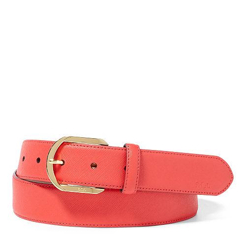 Ralph Lauren Lauren Saffiano Leather Belt Fiery Red