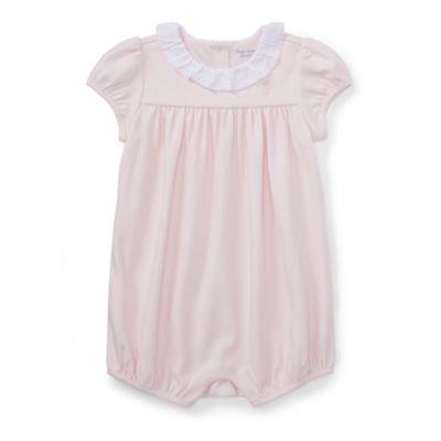 Ralph Lauren Ruffled Cotton Romper Morning Pink 6m