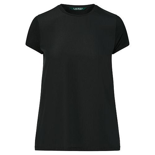 Ralph Lauren Lauren Crepe-front Jersey Tee Polo Black
