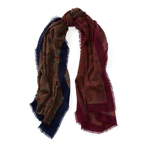 Polo Ralph Lauren Reversible Paisley Wool Scarf