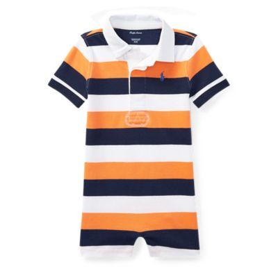 Ralph Lauren Striped Cotton Rugby Shortall Thai Orange Multi 6m