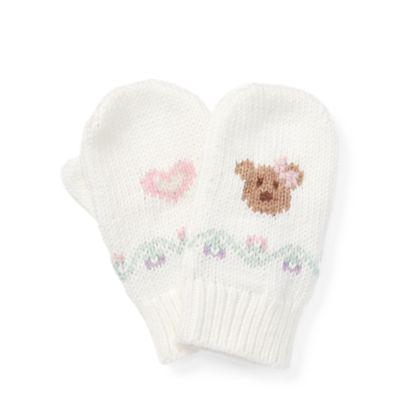 Ralph Lauren Intarsia Cotton-wool Mittens Trophy Cream 3-9m