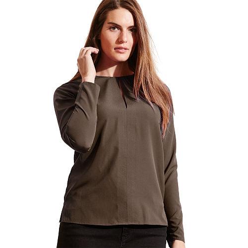 Ralph Lauren Lauren Woman Crepe Keyhole Blouse Chocolate
