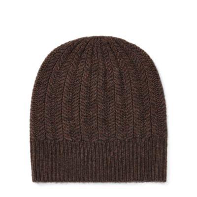 Ralph Lauren Wool-cashmere Herringbone Hat Warm Brown Hthr