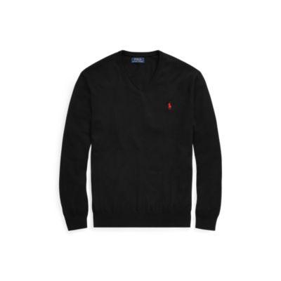 Ralph Lauren Cotton V-neck Sweater Polo Black 2x Big