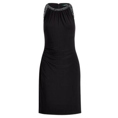 Ralph Lauren Sequined Cutout Jersey Dress Black