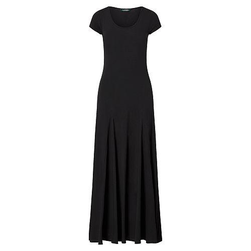 Ralph Lauren Lauren Jersey Scoopneck Maxidress Polo Black
