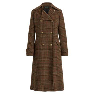 Ralph Lauren Gun Check Wool-blend Coat Guncheck Loden 2p