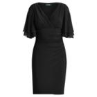 Ralph Lauren Flutter-sleeve Georgette Dress Blk/blk