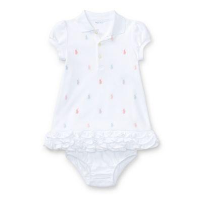 Ralph Lauren Ruffled Polo Dress & Bloomer White 6m